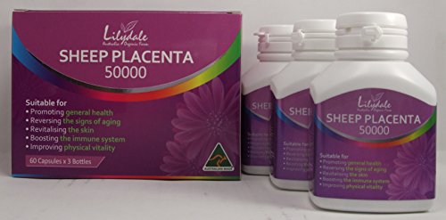 Lilydale High Strength Sheep Placenta Essence Extract Anti-aging Capsules 50000 3 Bottles x 60 Capsules Total 180 capsules.