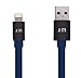 Just Mobile AluCable Flat with 2.4A High Speed Aluminum Lightning Connector for iPhones, iPads, and iPods, Black/Blue (DC-268BL)