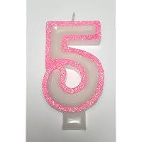 Wasiwax No (5) Birthday Candle - PINK GLITTER - Browse our store and choose other numbers