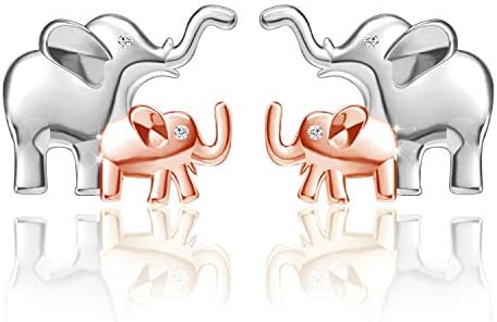 Elephant Stud Earrings 925 Sterling Silver Earrings Lucky Cute Ear Studs for Women (Elephant Earrings)