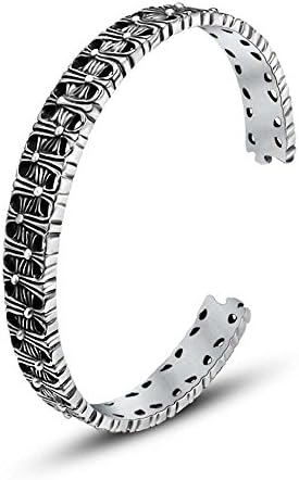 Osye Antique Design Cross Wrist Band Perforated Titanium Cuff Bracelet for Men