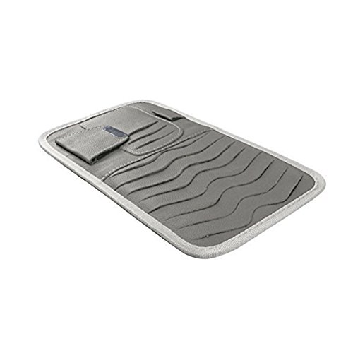 SunTrade Car Universal Sun Visor Organizer Pocket Storage Pouch,CD Sunglasses Visor Organizer,PU Leather (Style 1, Gray)