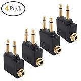 Valefod 4-Pack Airline Airplane Flight Adapters for Headphones, Golden Plated 3.5mm Jack