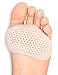 Breathable Forefoot Pads - Metatarsal Ball of Foot Cushions - Soft Gel Cushioning Sleeves for Callus Bunion Chafing Feet Pain Relief Women Men - 2 Pairs (White)