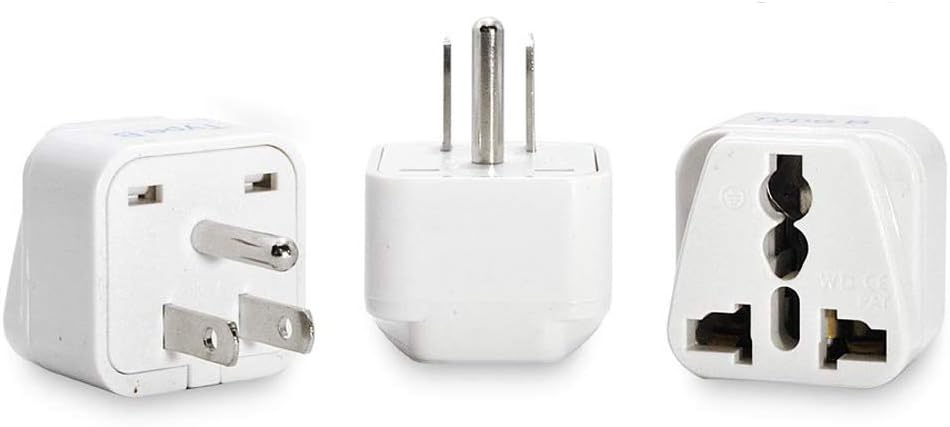 Ceptics USA, Canada Universal Travel Plug Adapter (Type B) -Convert Europe, UK, India, Australia to American Socket - Round to Flat Pin - 3 Pack (GP-5-3PK): Home Audio & Theater
