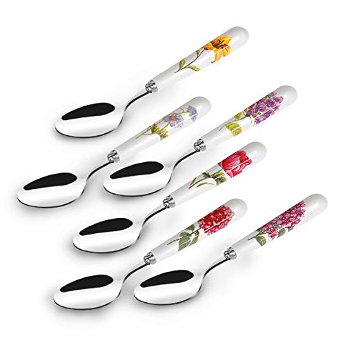 Dinner Spoons Set, Elegant Life 6-Piece Handle Ceramic Stainless Steel Cutlery Spoons Set, Great Soup Spoons, Use for Home, Kitchen, or Restaurant, 8.3 Inches