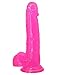 8 inch Crystal Jelly Dildo Realistic Penis Dual Lady Masturbation Layer Silicone Stimulator Ballsy Dong Cock Adult Sex Toys with Suction Cup, Vaginal Stimulate Toy