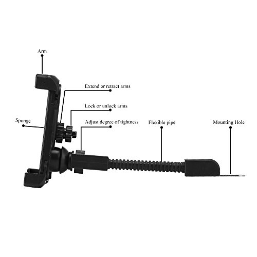 Efanr Universal Motorcyle / Scooter / Electric Car / Tricycle Rearview Mirror Mount Stand Holder, Adjustable 360 Degrees Rotate, Compatible With 4 to 7.5 Inches of Mobile Cell Phone (Black)