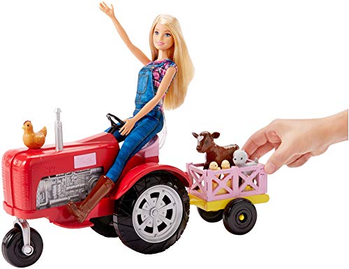 6 Barbie+FRM18+Doll+and+Tractor