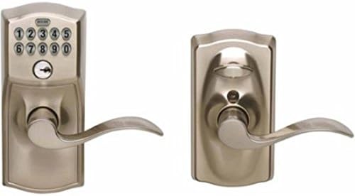 Entry Lever Keypad Door Lock Satin Chrome Accent