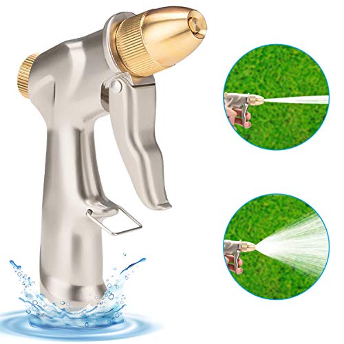 Cosy Life Garden Hose Spray Nozzle Metal with Brass Quick Connector High Pressure Heavy Duty Brass Water Hose Nozzle Sprayer 4 Adjustable Spraying Modes for Watering Plants, Car Wash and Showering Dog
