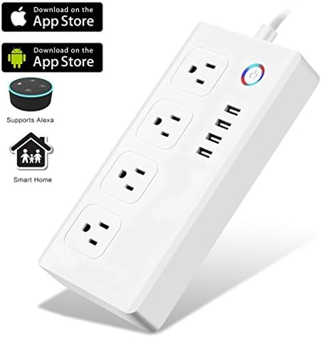 BEROSS wifi smart Power Strip, 4-Outlet with 5-Foot Cord, Smart Power Socket works with Amazon Alexa Remote Control your Device from Android/ IOS Smartphone/ Tablets (4 Outlets and 4 USB Ports)