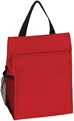 Eunichara Lunch Sack Polyester 600D, Insulated, Heat-sealed PEVA Lining, Sleeve Pocket for Accessories with Side Mesh Pocket, Easy Spot Clkean / Air Dry (7.5" x 10" x 5") - Color Red