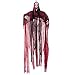 5.6 Ft. Animated Hanging Screaming Ghost Decoration, Halloween Skeleton Grim Reaper Door or Wall Curtain for Haunted House Prop Décor