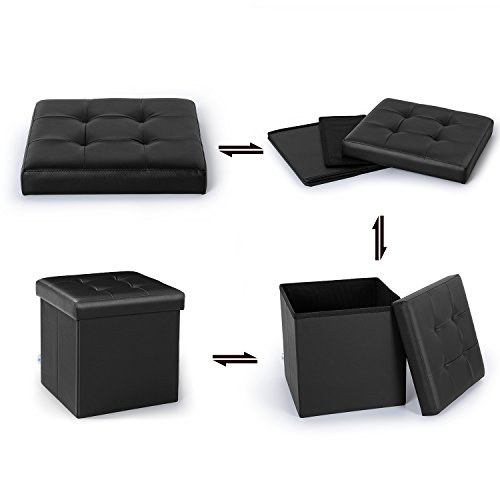 image for B FSOBEIIALEO Storage Ottoman Small Cube Footrest Stool Seat Faux Leat
