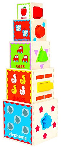 Hape Pyramid of Play Wooden Toddler Wooden Nesting Blocks Set