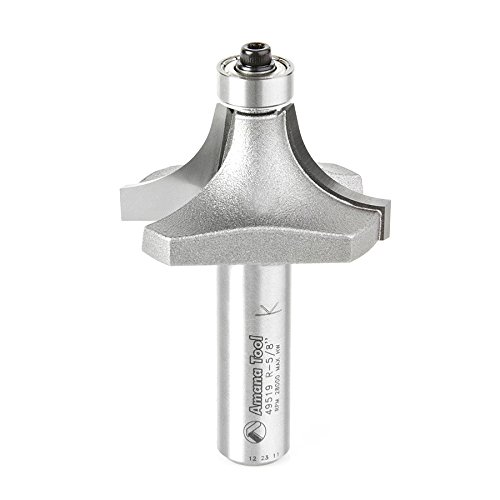 Amana Tool 49519 Carbide Tipped Corner Rounding 5/8 R x 1-3/4 D x 7/8 CH x 1/2 Inch SHK w/ Lower Ball Bearing Router Bit