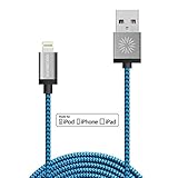 Lightning Cable, [Apple MFi Certified] KINGCOO 3ft/1M Nylon Braided 8 pin Lightning to USB Sync Cable Charging Cord for iPhone 6S / 6S Plus/ 6 / 6 Plus, iPad Pro Air 2 and More (3FT-Blue)