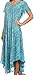 Sakkas 15802 - Lila Freckled Dyed Cap Sleeve Scoopneck Long Caftan Dress/Cover up - Turquoise - OS