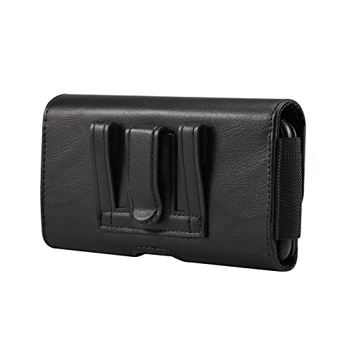 Horizontal PU Leather Belt Clip Holster Pouch Cell Phone Case Holder Card Slots for iPhone XR 8+ 7 Plus/Moto G7 G6 E5 E4 Plus Z3 Z2 Play/BLU Studio Mega/Vivo XL4 / HTC U12+/Sony Xperia XZ2