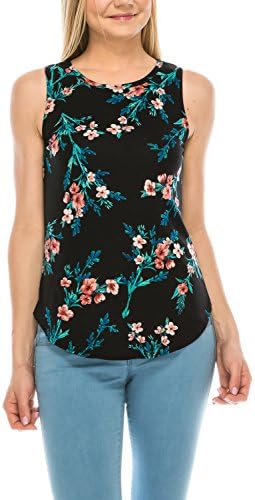 Forever Pink Beautiful Flowers Print Top (Black, Large)