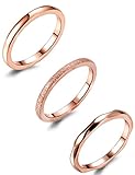 JOERICA Rose 3Pcs 2mm Stainless Steel Women's Stackable Eternity Ring Band Engagement Wedding Ring Set 8