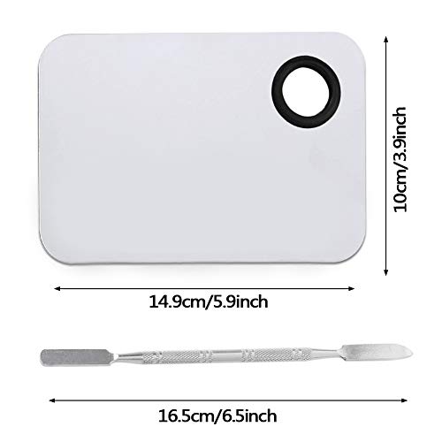 2 Pack Professional Makeup Palette, 2 Types Pro Lady Stainless Steel Cosmetic Artist Spatula with Spatula Tool for Mixing Foundation by ACKLLR, Silver