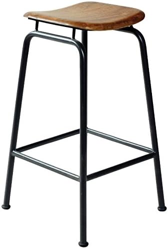 Borough Wharf Solid Bar Saddle Seat - Counter Height 60-69 CM - Weathered Mango Seat - Robust Black Metal Frame Legs