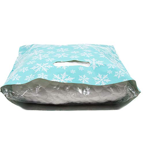 Merchandise Bags 12x15 - Snowflakes Print - 100 Pack - Glossy Retail Bags - Shopping Bags for Boutique - Boutique Bags - Plastic Shopping Bags