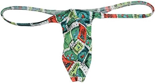 Lemja Men's Printing Pouch Thong Mini Bikini Jockstrap Sexy Men Underwear G-String Pants
