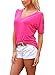 HOTAPEI Summer Shirts for Women Casual Loose Cut Out Shoulder Tops and Blouses Hot Pink Large Medium