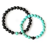 Me&Hz Couple Friendship Distant Bracelets Healing Black Onyx Turquoise Stretch Beaded Bracelets Lovers