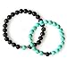 Me&Hz Couple Friendship Distant Bracelets Healing Black Onyx Turquoise Stretch Beaded Bracelets for Lovers