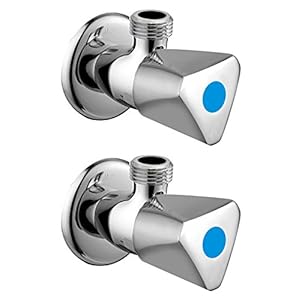 Snowbell Brass Angle Cock Acura, Standard Size, Chrome Plated, Silver – Set of 2