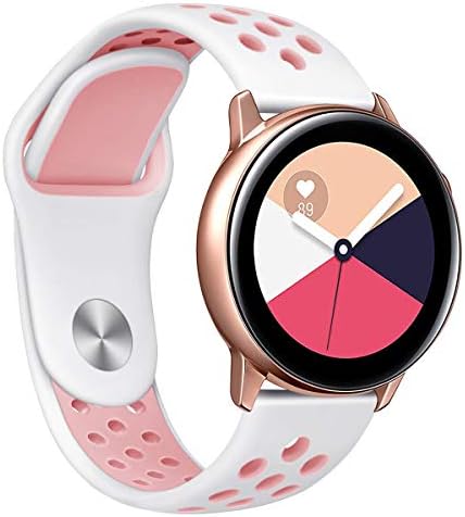 AUSWAUR Galaxy Watch Active 40mm / Active 2 40mm&44mm Bands Strap, Galaxy 42mm Bands, 20mm Silicone Sports Replacement Strap Wristband for Gear Sport/Garmin VivoActive 3/Ticwatch 2/E -White Pink