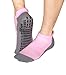 RATIVE Super Grips Anti Slip Non Skid Yoga Hospital Socks for Adults Men Women (Large, 3-Pairs/Black+White+Pink)