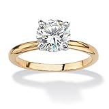 Lux 18K Yellow Gold-plated Round Cubic Zirconia Solitaire Engagement Ring