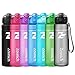 ZOUNICH Premium Motivational Water Bottle with Time Marker - 40 oz, 32 oz/1 Liter， 24 oz, 16 oz, Kids Water Bottle Sports Water Bottle BPA Free Leak Proof & Lockable Lid