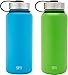 Simple Modern 32oz Summit Water Bottle 2 Pack - Two Vacuum Insulated 18/8 Stainless Steel Wide Mouth Hydro Travel Mugs - Powder Coated Double-Walled Flask - Candy Apple Green/Sky Blue