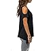TOOGOO(R) Women Sexy Off Shoulder Cut Out Slit Sleeve Loose Stretch T-Shirt Top-Black UK10