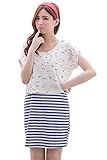 Bearsland Women's Breastfeeding and Nursing Striped Summer Dress with Shirt Over Top