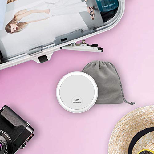 20X Magnifying Mirror with 3 Suction Cups for Easy Mounting- Use for Makeup Application - Tweezing - and Blackhead/Blemish Removal - 4 Inch Round Mirror Comes with 1PC Storage Bag - Thumbnail 6