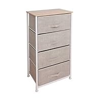 East Loft Tall 4 Drawer Dresser |Storage Organizer for Closet, Nursery, Bathroom, Laundry or Bedroom | Fabric Drawers, Solid Wood Top, Durable Steel Frame (Natural)