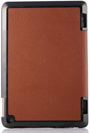 For Amazon New Kindle Fire HD 7 HD7 2014 7" Tablet (2014 Release, 4th Generation) Ultra Thin Slim Folio Stand Sleep / Wake Up Leather Case Smart Cover +1x Clear Screen Protector Film (Brown)