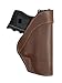Barsony New Brown Leather IWB Holster + Magazine Pouch for Compact, Sub Compact 9mm 40 45
