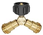 DozyAnt Propane Y-Splitter Tee Adapter Connector 100% Solid Brass with 1-Male QCC and 2-Female QCC for BBQ grill, Heater, Propane appliances