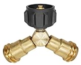 DOZYANT Propane Splitter, Propane Tank Y Splitter Adapter with Valves, 2 Way LP Gas Adapter Tee Connector for 20lb Propane Tank Cylinder, Work with BBQ Grills, Camping Stoves, Gas Burners, Heater