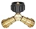 DOZYANT Propane Splitter, Propane Tank Y Splitter Adapter with Valves, 2 Way LP Gas Adapter Tee Connector for 20lb Propane Tank Cylinder, Work with BBQ Grills, Camping Stoves, Gas Burners, Heater primary