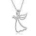 Amanda Rose Collection Winged Angel with Heart Diamond Pendant Necklace in Sterling Silver on an 18inch Sterling Silver Chain | Real Diamonds Necklaces for Women