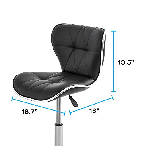 Stool with Adjustable Foot Rest Rolling Chair (Set of 2) (Black)